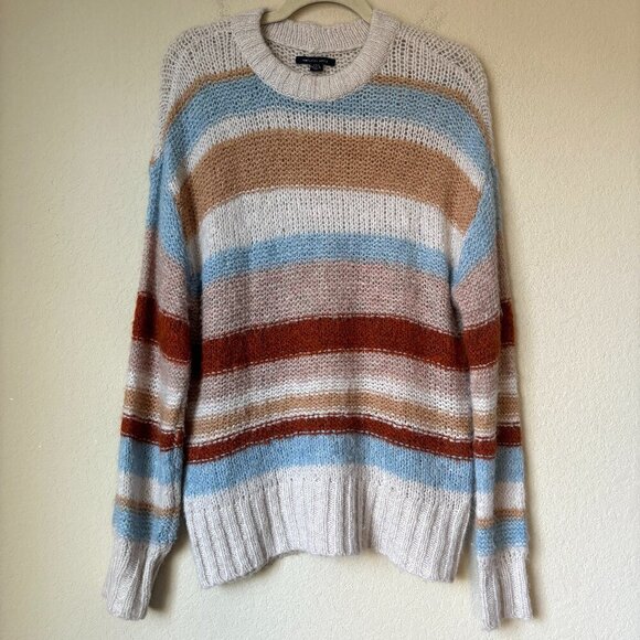 American Eagle Cozy Wool Blend Boho Striped Print Slouchy Sweater - Picture 1 of 7
